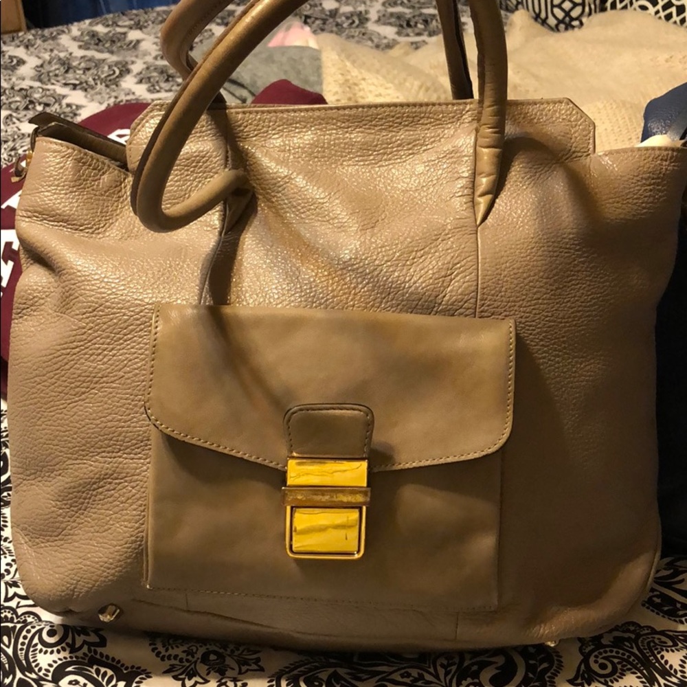A Bellucci large taupe pebble leather  satchel